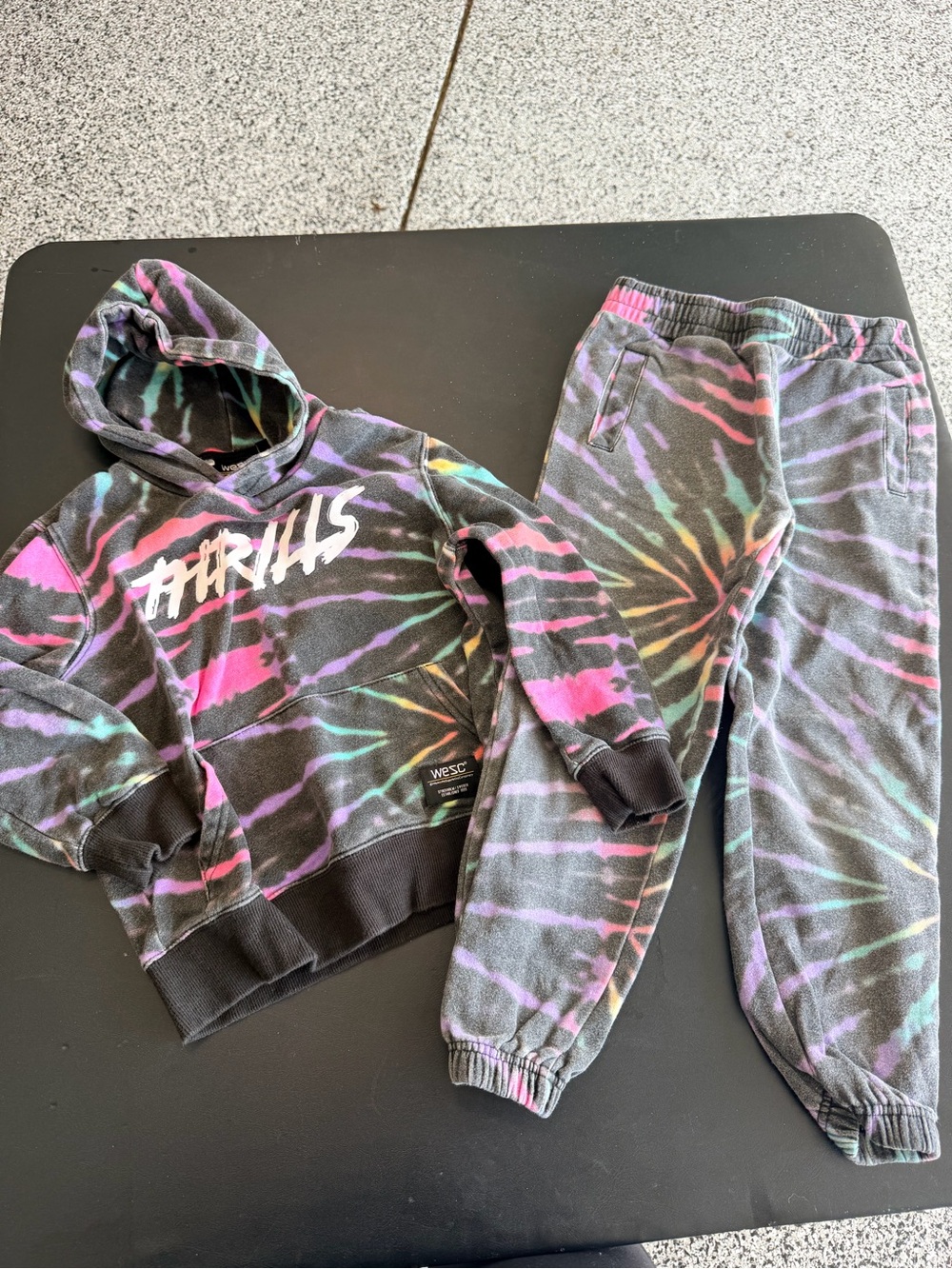 Wesc Kids Tie-Dye Sweatpants - Black with Pink, Purple, Green, Orange